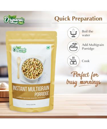 Organic Zing Wholesome and Quick: Instant Multigrain Porridge | Made with Pearl MIllet Sorghum Barley Millet Maize & Wheat | 200g - Buy Online on GoSupps.com