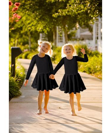 DANSHOW Girls Ballet Dance Leotard with Flutter Sleeve, Petal Skirt & Bowknot Back - T-Black, 6-8 Years - Buy Online on GoSupps.com
