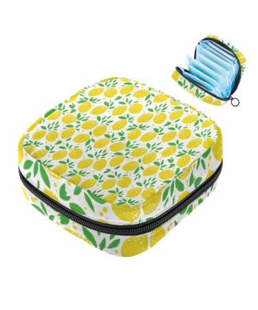 Storage bags for women's bandages seamless yellow lemon sheet portable menstrual pads panty lips tampons women's bandages storage holder for women school office multicolored 06