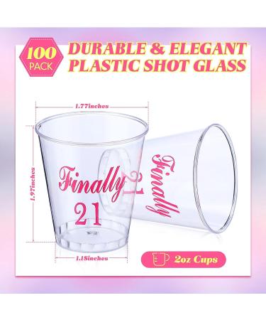 Nuogo 100 Pcs Finally 21 Plastic Shot Glass - 21st Birthday Gift & Decorations for Her | Party Supplies - Buy Online on GoSupps.com
