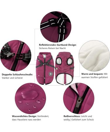 Winter Dog Jackets - Waterproof & Windproof 2-in-1 Fleece Coat for Small Dogs | Warm Violet Vest - Buy Online on GoSupps.com