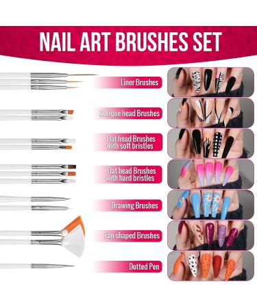 Fandamei 15-Piece Nail Art Brush Set - Gel Nails Dotting Pens & Rhinestones | Ultimate Manicure Tools - Buy Online on GoSupps.com