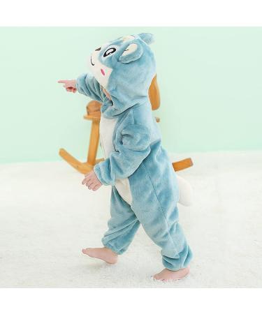 COOKY.D Baby Hooded Rompers | Winter Flannel Jumpsuit Pajamas | 3-6 Months Hamster Design - Buy Online on GoSupps.com