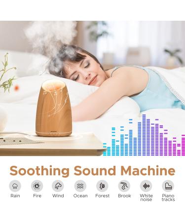 Muson Sound Machine Diffuser - Wood Grain Vase Shape | Essential Oil Humidifier with Soothing Music & 7 Color Lights - Buy Online on GoSupps.com