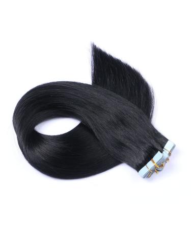 Tape in - on hair extensions - # 1 - black - 50cm - 10 bricks each 4cm wide / 2.5g - 100% remy real hair hair extension / extent with adhesive tape Tress by Novon hair extensions 10 tresses - 50cm / 2.5g 25g each