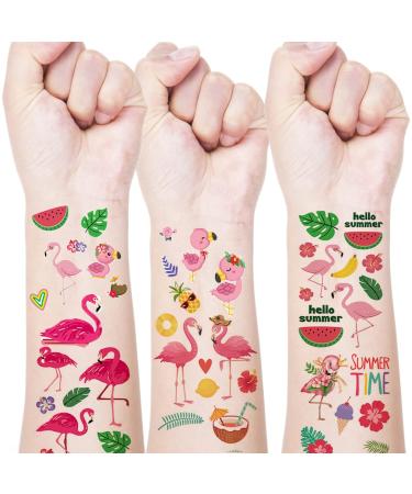 Flamingo Temporary Tattoo Hawaiian Fake Tattoos Summer Tattoo Supplies Tropical Design Luau Party Tattoo Stickers Decals Beach Pool Waterproof Face Body Festival Tattoo Decorations for Adult Kids10PCS - Buy Online on GoSupps.com
