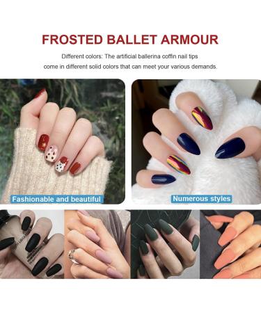 Dajidafu 1 Set Nails for Women Frosted Long Artificial Matte Fingernails Decals Wraps Full Cover Ballerina Gifts Manicure Kit Type 15 - Buy Online on GoSupps.com