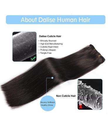16 Inch Natural Black Clip in Hair Extensions - Real Human Hair Double Weft, Soft Straight, Unprocessed - Premium Quality - Buy Online on GoSupps.com