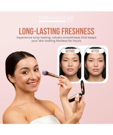 Manna Kadar Beauty Compact Dual Pressed Powder C3 Linen - Medium to Full Coverage Foundation & Setting Powder for Medium Skin Tone - Long-Lasting Matte Finish - Buy Online on GoSupps.com