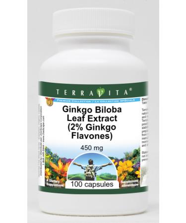 Ginkgo Biloba Leaf Extract (2% Ginkgo Flavones) - 450 mg (100 Capsules ZIN: 514339) - 3 Pack