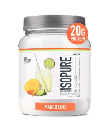 Isopure Protein Powder, Gluten Free, Whey Protein Isolate, Post Workout Recovery Drink Mix, Prime Drink, Infusions- Mango Lime, 16 Servings Mango Lime 16 Servings (Pack of 1)