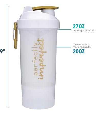 Smartshake 27oz Protein Shaker Bottle with Motivational Quotes & Attachable Storage - White | Perfect Fitness Gift - Buy Online on GoSupps.com