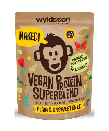Naked Vegan Protein Powder Super Blend (1kg NO Scoop Included) Unsweetened | with Minerals | Organic Plant Protein with Omega Seed Blend Natural Unsweetened unflavoured No Scoop 1 kg (Pack of 1)