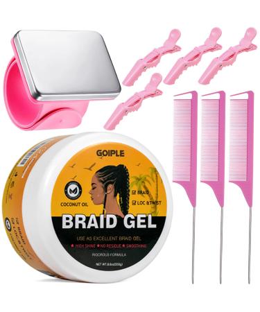 Strong Hold Braid Gel Tames Frizz Smoothing Gel Good for Twist  Locs  Braids  Edge  Cornrows Hair Braiding Tools Magnetic Pin Wristband Hair Comb  No Flake Extra Hold High Shine Braiding Gel