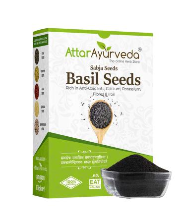 Attar Ayurveda Sabja Basil Seeds Rich in Protein Fiber Vitamins & Minerals Reduces Body Heat 100% Pure and Natural No Preservative Vegan Friendly Non-GMO 17.6 Ounce