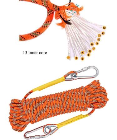 X XBEN Orange Static Rock Climbing Rope - 1/3 Inch x 32 Feet | Outdoor Climbing, Ice Climbing, Fire Rescue, Parachute | Available in Various Lengths - Buy Online on GoSupps.com