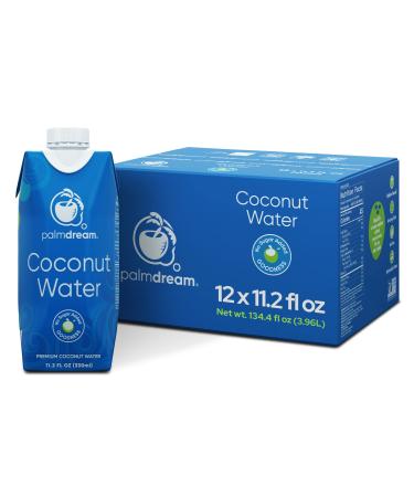 Palmdream Coconut Water - No Sugar Added | Premium Coconut Water | Non-GMO, Never from Concentrate, Gluten Free | Single Origin Coconuts | Natural Electrolytes to Boost Hydration (Natural - 330ml) 12 units Natural- 330 ml