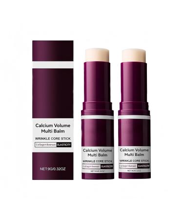 Calcium Multi Balm Stick 2 Pack Korean Wrinkle Bounce Volume for Face Eye Neck Collagen Hydrating Balm Stick with Vitamin E & Calcium