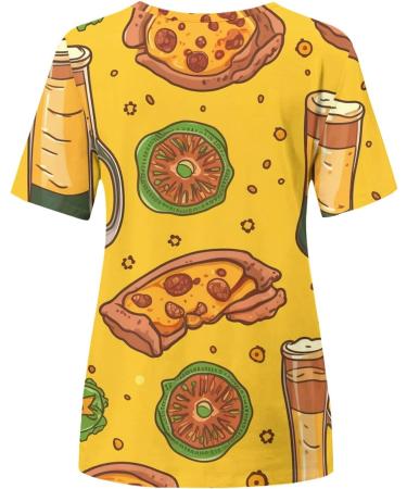 Lace Tops Fashion Shirts For Women Casual Printing Shirts Round Neck Short Sleeve Tee Tops Tunic Oktoberfest Tops Yellow X-Large - Buy Online on GoSupps.com