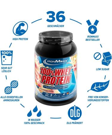 Ironmaxx 100% Whey Protein Powder - Strawberry White Chocolate 900g | Low Sugar Water-Soluble Whey Protein | Shop Now for Flavors! - Buy Online on GoSupps.com