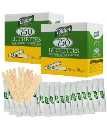 DIDON Individual Powdered Sugar Sticks Sachets (1500 Sachets with 400 Stirrers)