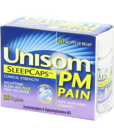 Unisom PM Pain Nighttime Sleep-aid with Acetaminophen & Diphenhydramine HCI - 30 Caplets (Pack of 4) | International Shipping Available - Buy Online on GoSupps.com