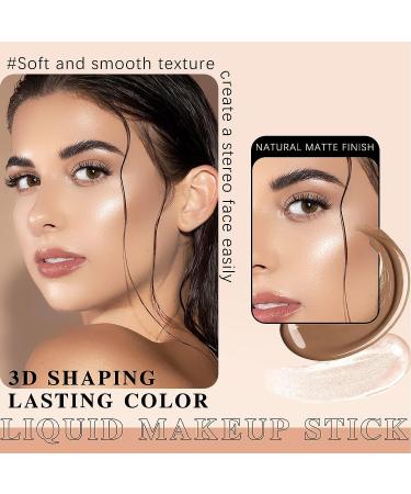 HOSAILY 2Pcs Contour Beauty Wand Liquid Contour & Highlighter Stick Set | Long-Lasting Blendable Cream Contour Stick with Cushion Applicator | Liquid Bronzer & Face Illuminator Makeup (03+05) - Buy Online on GoSupps.com