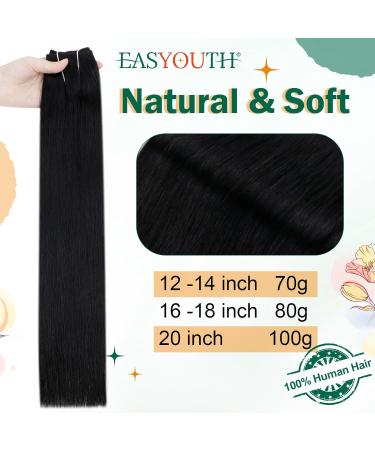 Easyouth Jet Black Invisible Wire Hair Extensions - 16 Inch Human Hair 80g #1 - Buy Online on GoSupps.com