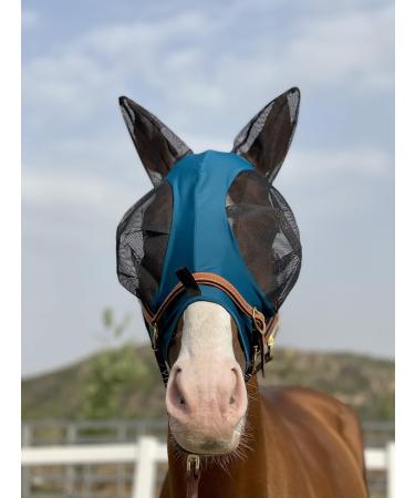 TGW Riding Horse Fly Mask - Super Comfort & Elasticity with Ears | Medium Dark Green - Buy Online on GoSupps.com