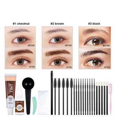 Eyelash & Brow Tint Kit - Natural Volumizing Color Long-lasting 4-8 Weeks Waterproof - DIY Salon or Home Use (Chestnut - Buy Online on GoSupps.com