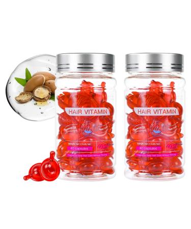 Hair Care Essential Oil Capsules 80 PCS Moroccan Avocado Oil Vitamin E Moisturizing Damage Repair Enhance Hair Elasticity Anti Frizz Smooth Silky No Rinse Serum 2 Bottled(40PCS)