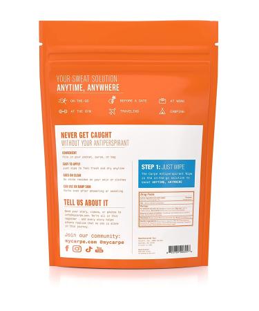 Carpe Antiperspirant Underarm Wipes - 15 Individually Wrapped Residue-Free Wipes for Sweat Blocking, Deodorizing, and Cleansing on the Go - Clean & Refreshing Scent - 1 Pack - Buy Online on GoSupps.com