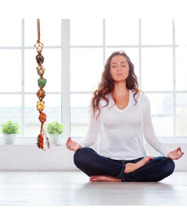 Chakra Healing Crystal Stone Hanging Decorations Handmade Good Luck Natural Quartz Gemstone Pendant Ornaments for Home Garden Windows Cars Spiritual Gifts for Women - Buy Online on GoSupps.com
