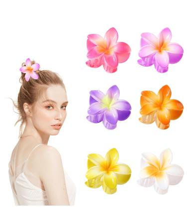 6 pieces flowers hair clip large 8cm hair clips women for thick hair thin hair slipproof hair jaw clips hair styling accessories for women girls colorful