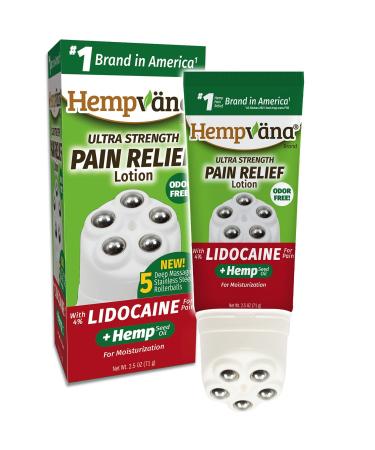 Hempvana Rollerball Lidocaine w/Hemp Seed Oil As Seen on TV 5 Stainless-Steel Target & Desensitize Aggravated Nerves Mess-Free Red 2.5 Ounce
