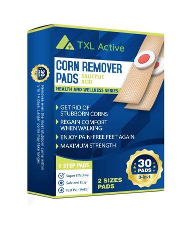 TXL Active Feet Corn Remover, Toe Corn Remover, 30 Pack, Remove Corns Fast, One Step Corn Removers for Feet and Toe, Cushioning Protection Against Shoe Pressure, 30 Pack