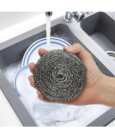 Dispensing Dish Brush Stainless Steel Wire Metal Pot Scrubber For Kitchen Clean 4Pcs (Clear One Size) Clear One Size - Buy Online on GoSupps.com