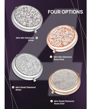 OMIRO Compact Mirror Mini Silver Diamond 1X/2X Pocket Makeup Mirror - Buy Online on GoSupps.com