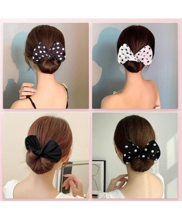 3-Piece Hair Bun Maker Set - Easy, Flexible Donut Hair Twister for Fashionable French Hairstyles - Black Polka Dots - Hair Accessories for Women & Girls - Buy Online on GoSupps.com