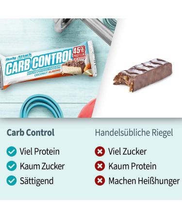 Body Attack Carb Control Protein Bar (10x100g) - Marzipan Flavor Low Sugar High Protein No Added Sugar Whey Protein | Buy Now! - Buy Online on GoSupps.com