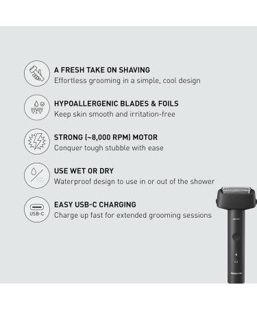 Buy Panasonic Electric Razor for Men - Wet Dry Shaver with 3-Blade System Ergonomic Handle & USB-C Charging - ES-RM3B-K Black | International Shipping Available - Buy Online on GoSupps.com