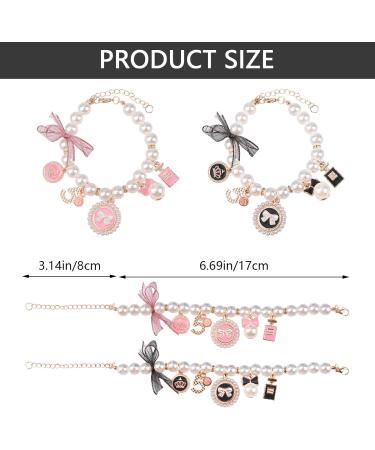 URROMA 2-Piece Adjustable Pearl Collar for Cats & Small Dogs - Stylish Bow Design Necklace - Buy Online on GoSupps.com
