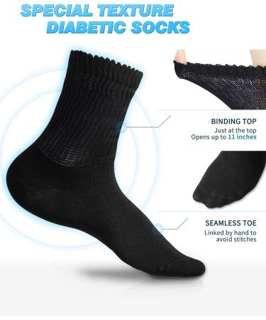 LIN Diabetic & Circulator Socks 6 Pairs | Non-Binding for Men & Women | Sizes 9-11, 10-13, 13-15 | Ideal for Edema, Neuropathy, and Lymphedema - Buy Online on GoSupps.com
