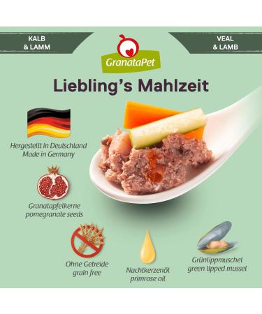 Granatapet Liebling's Calf & Lamb Wet Dog Food - Grain-Free No Sugar Additives 6 x 800g Pack - Buy Online on GoSupps.com