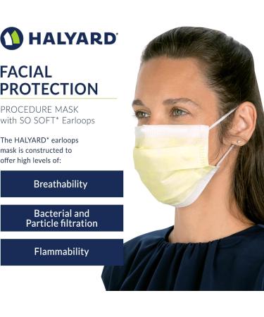 Buy HALYARD FLUIDSHIELD 1 Disposable Procedure Mask - SO SOFT Lining & Earloops Yellow Level 1 Case of 500 - International Shipping Available - Buy Online on GoSupps.com