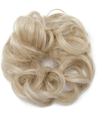 Scrunchy Bun Hairpiece | Wavy Curly Messy Updo Extension in Modern Ash Blonde Mix - Buy Online on GoSupps.com