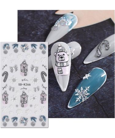 JMEOWIO 3D Embossed Christmas Nail Art Stickers Decals Self-Adhesive 5D Santa Snowman Snowflake Winter Holiday Nail Supplies Nail Art Design Decoration Accessories 4 Sheets - Buy Online on GoSupps.com