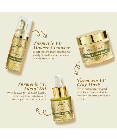 Anirui Facial Care Set: Anti-Aging Day & Night Skincare Gift Set for Women - Turmeric & Vitamin C Mask Foaming Cleanser Facial Oil - Buy Online on GoSupps.com