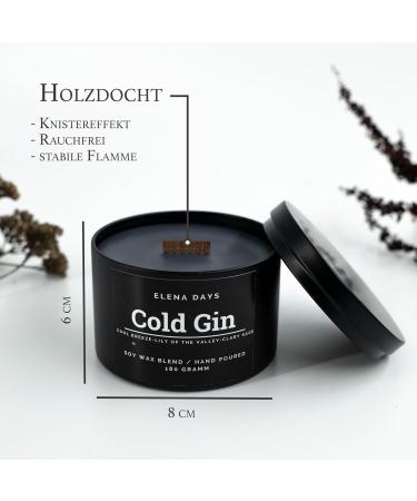 Fragrance Candle Cold Gin | Handmade Soy Wax Candle for Men | Crackling Fireplace Effect | 180g | Elena Days - Buy Online on GoSupps.com