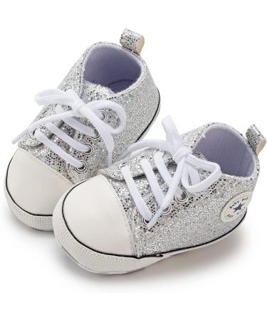Baiely High Top Canvas Sneakers for Baby Boys and Girls | Silver | 12-18 Months - Buy Online on GoSupps.com